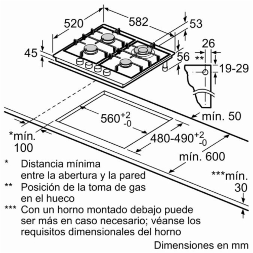 Placa gas Butano Balay 3ETX565HB